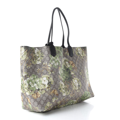 Gucci GG Supreme Monogram Blooms Medium Reversible Tote Beige New Military Black 3 of 17