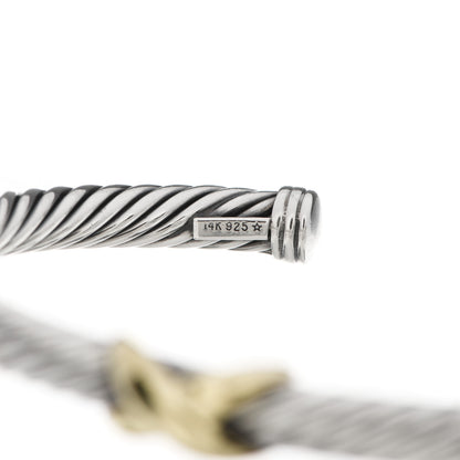 David Yurman Sterling Silver 14K Yellow Gold 5mm X Station Cable Bracelet 4 of 4