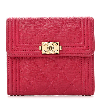 Chanel Caviar Quilted Compact Boy Wallet Pink 1 of 11