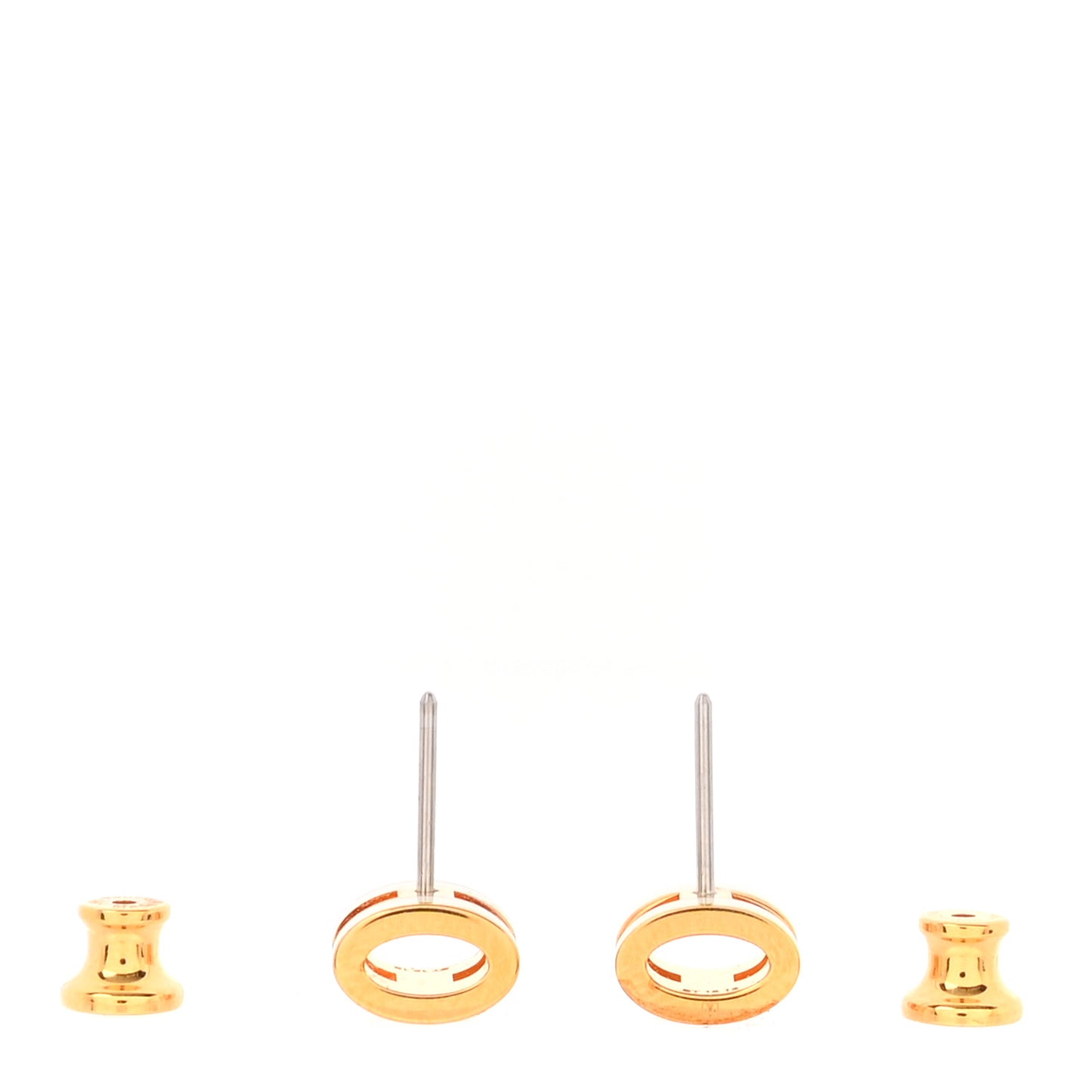 Gold Lacquered Mini Pop H Earrings White