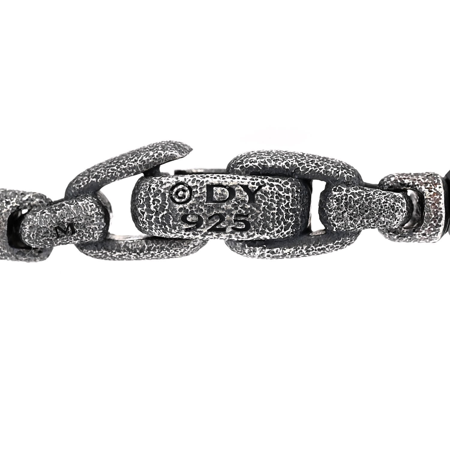 David Yurman Sterling Silver Black Spinel 5mm Spiritual Beads Skull Station Bracelet 3 of 3