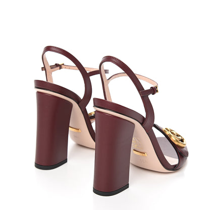 Gucci Lifford Calfskin GG Marmont Ankle Wrap 105mm Sandals 38.5 Vintage Bordeaux 4 of 8
