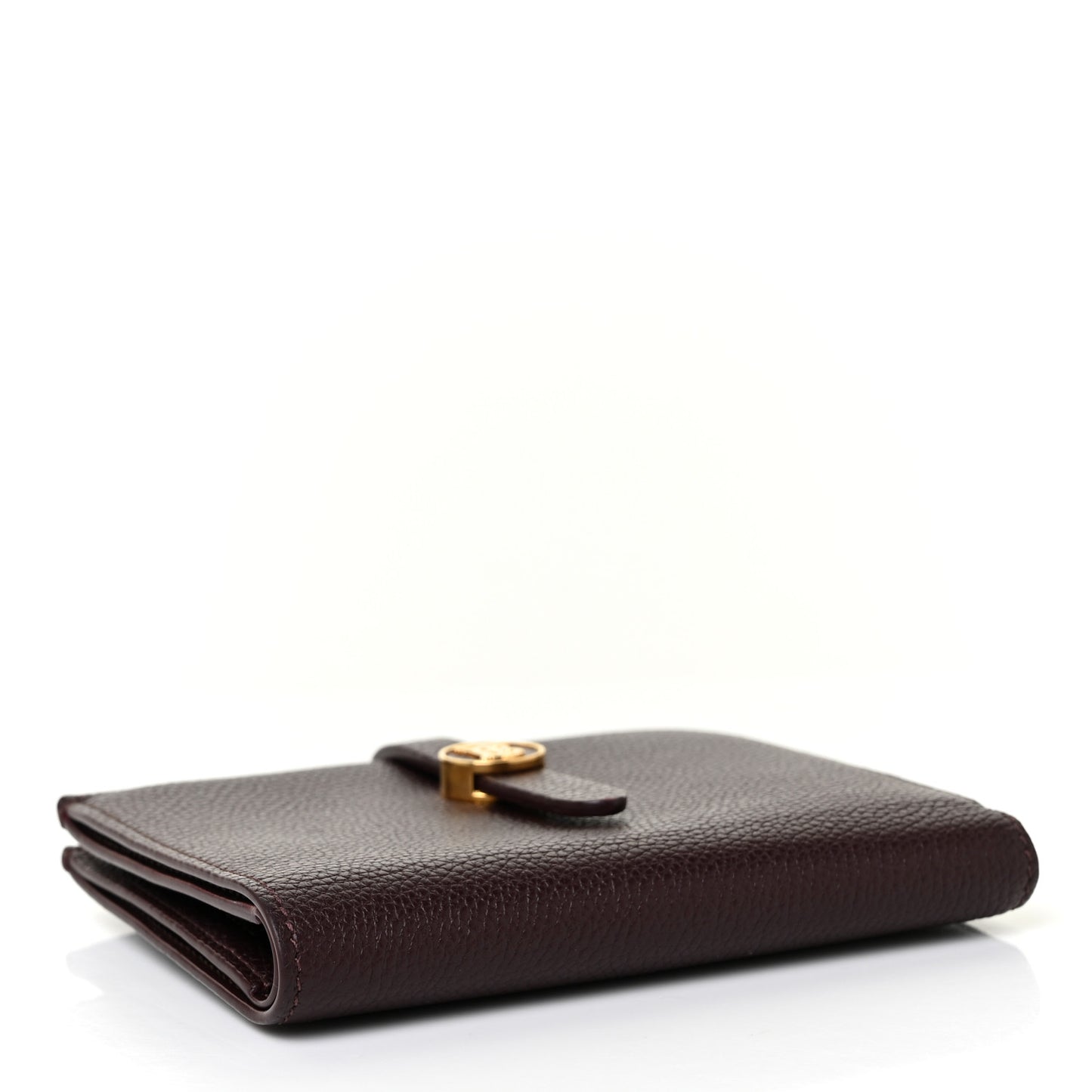 Grainy Calfskin Monogram Motif Folding Wallet Brown