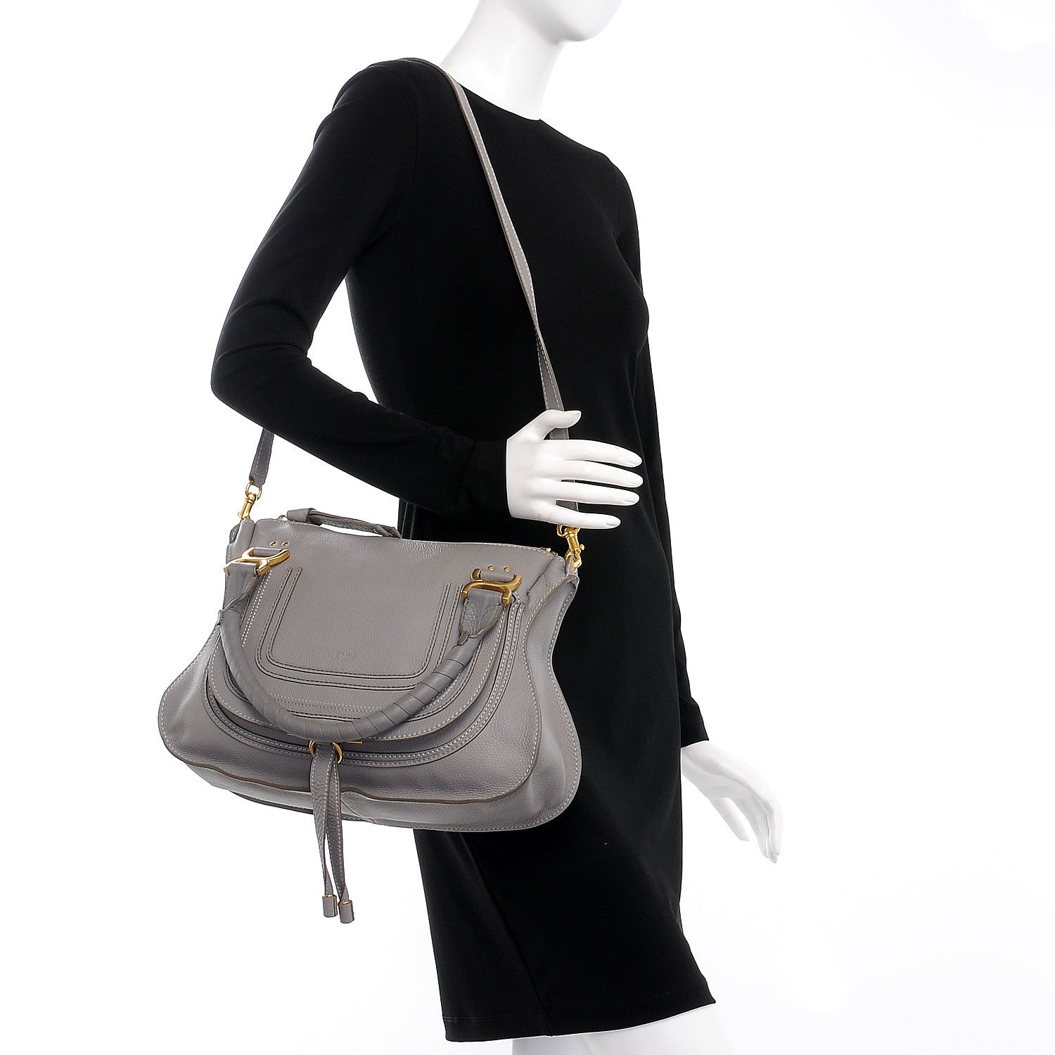 Chloe Calfskin Medium Marcie Satchel Cashmere Grey 2 of 10
