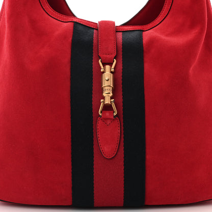 Gucci Soft Suede Web Large Jackie Hobo Red 9 of 12