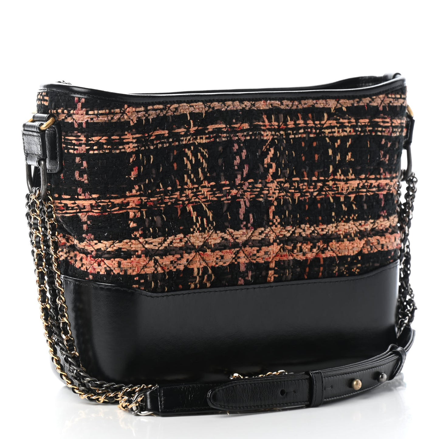 Tweed Calfskin Medium Gabrielle Hobo Black Brown