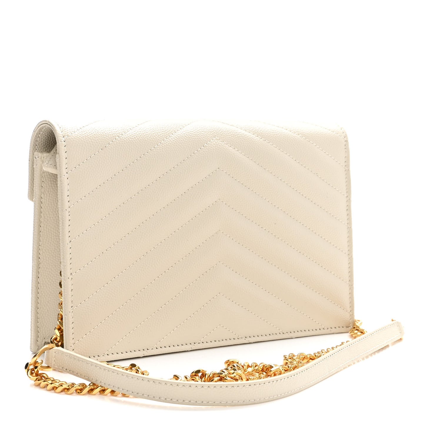 Grain De Poudre Matelasse Chevron Cassandre Envelope Chain Wallet Nude Powder