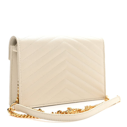 Saint Laurent Grain De Poudre Matelasse Chevron Cassandre Envelope Chain Wallet Nude Powder 2 of 8