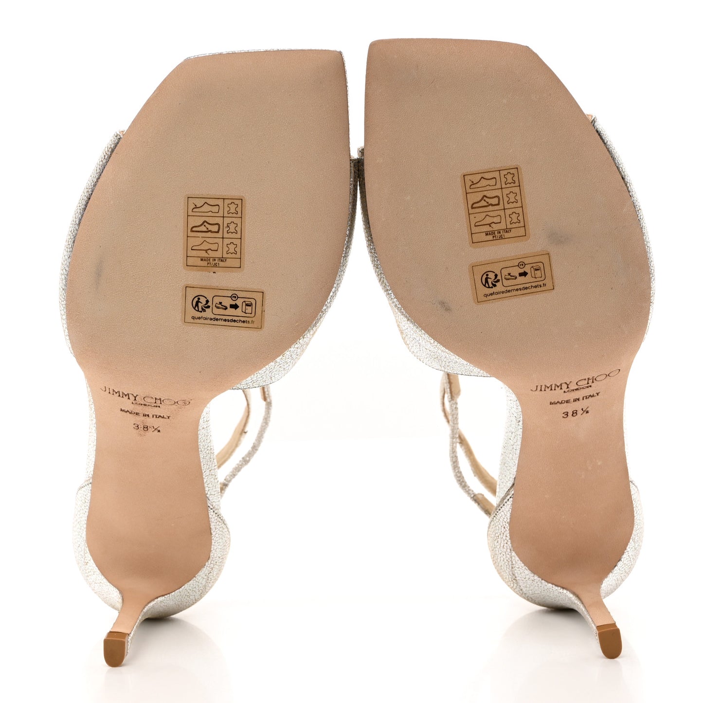 Glitter Calfskin Azia 75 Strap Sandals 38.5 Champagne
