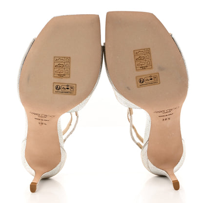 Jimmy Choo Glitter Calfskin Azia 75 Strap Sandals 38.5 Champagne 5 of 7