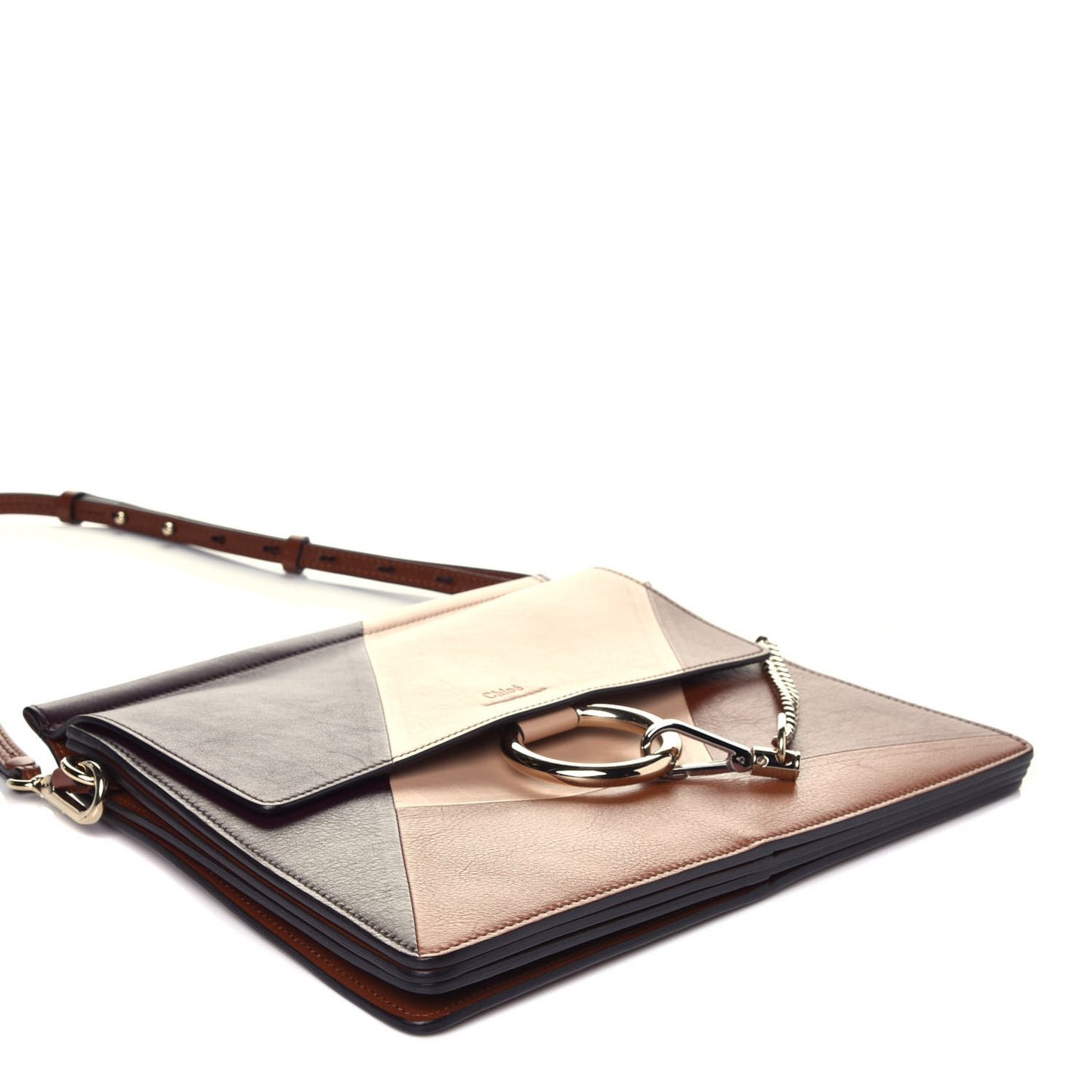 Smooth Calfskin Patchwork Medium Faye Shoulder Bag Light Tan