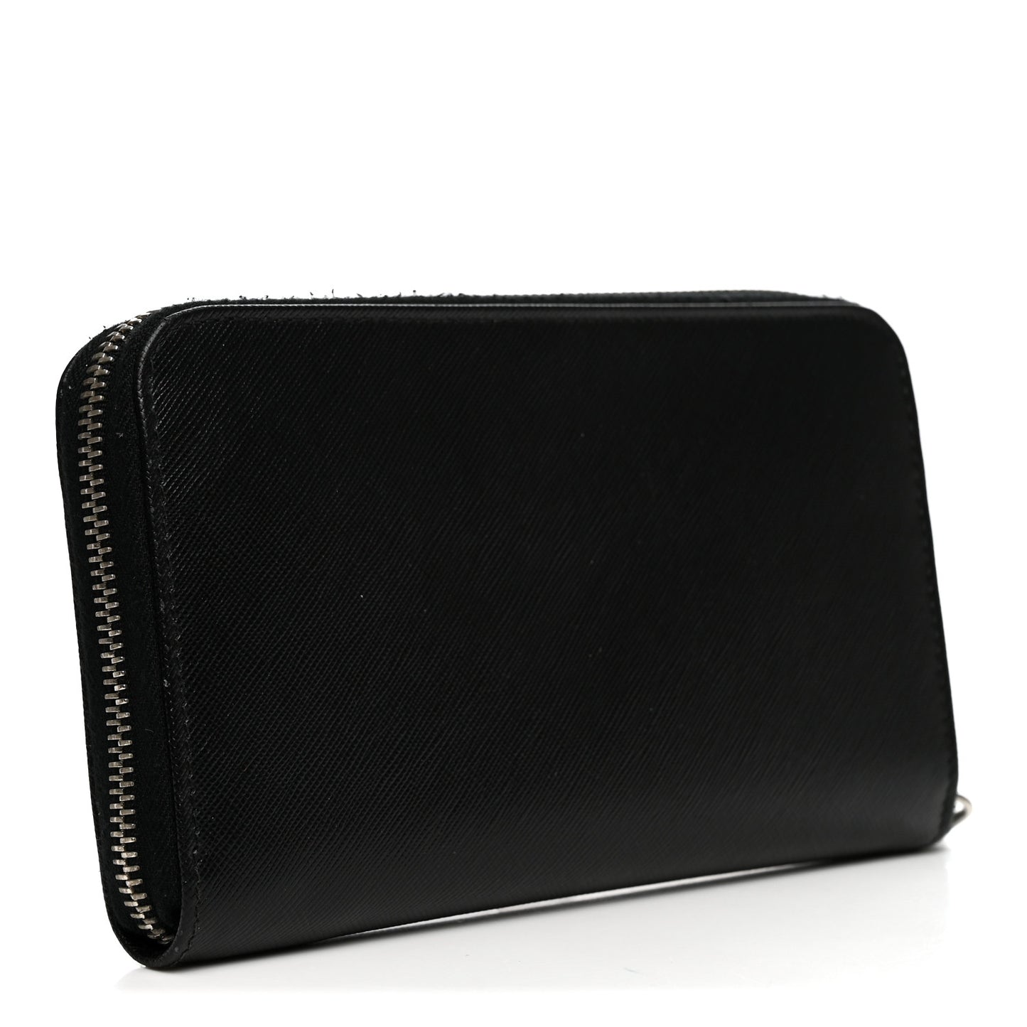 Saffiano Triangle Zip Around Wallet Black