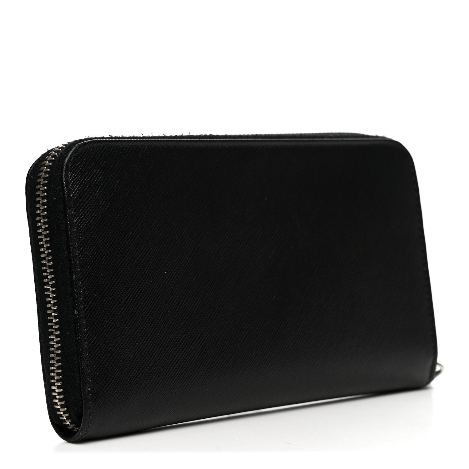 Prada Saffiano Triangle Zip Around Wallet Black 3 of 6