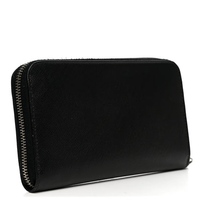 Prada Saffiano Triangle Zip Around Wallet Black 3 of 6