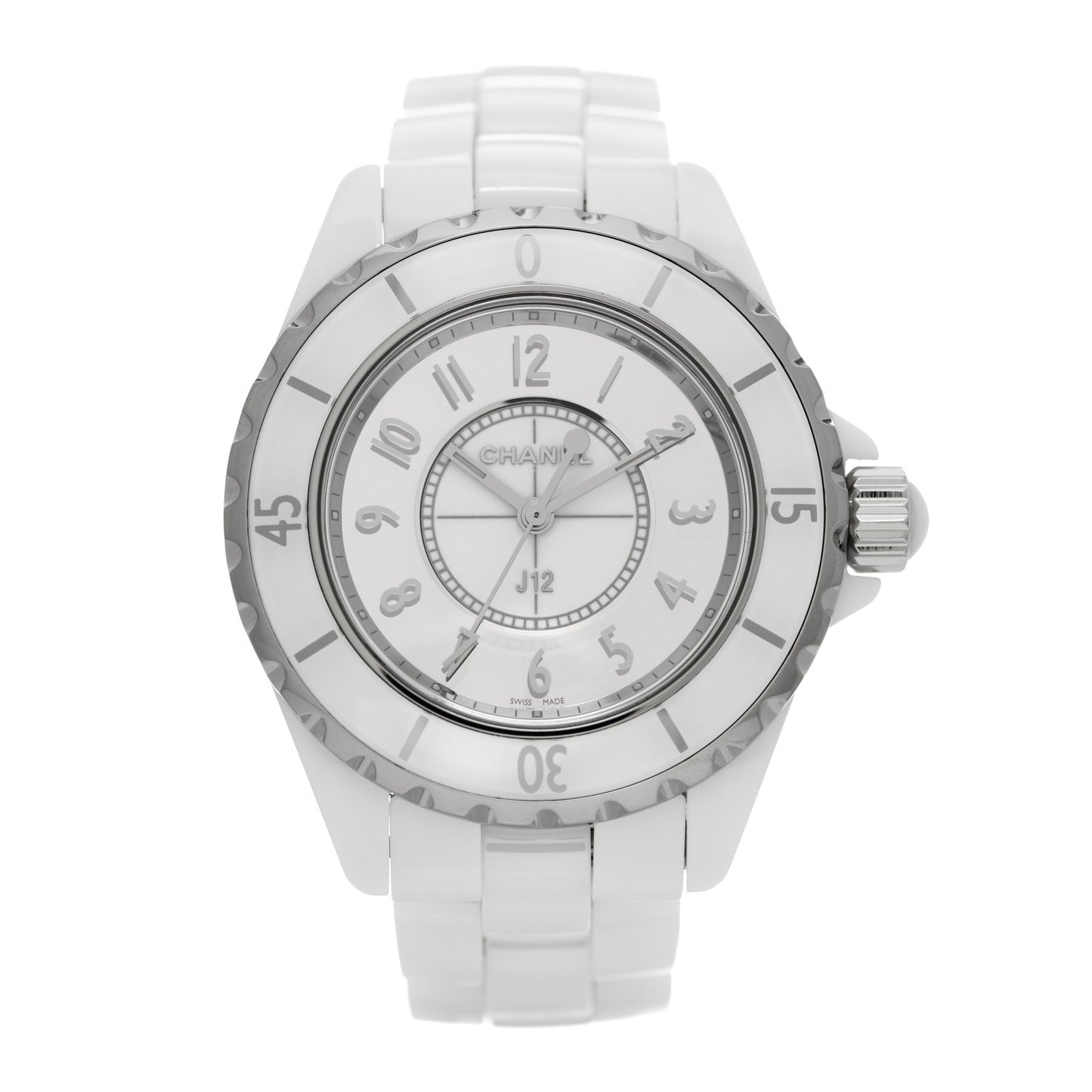 Stainless Steel Ceramic 33mm J12 Mirror Quartz Watch White
