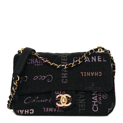 Chanel Denim Quilted Denim Mood Mini Rectangular Flap Black Multicolor 1 of 9