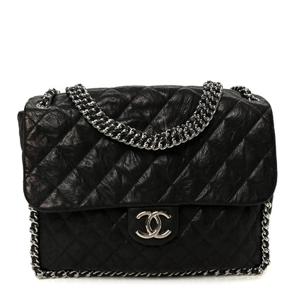 Chanel Washed Lambskin Quilted Maxi Chain Around Flap Black 1 of 10