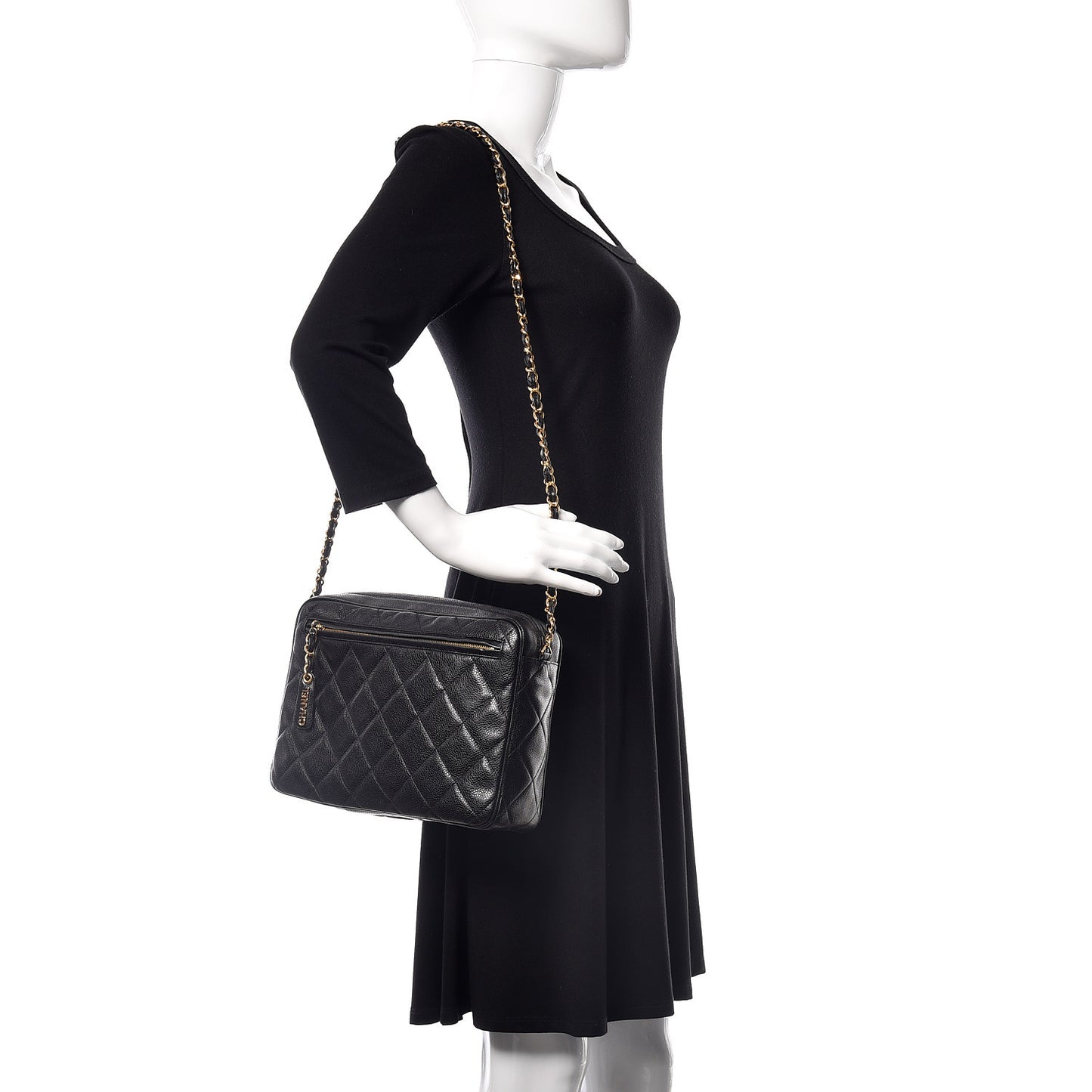 Caviar Quilted Camera Case Black