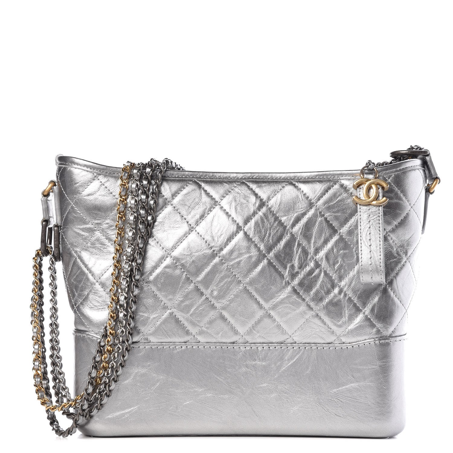 Chanel Metallic Lambskin Calfskin Quilted Medium Gabrielle Hobo Silver 1 of 10