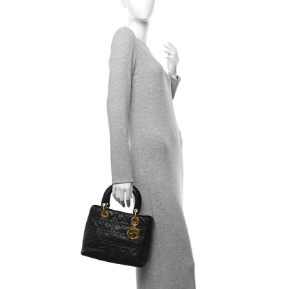 Christian Dior Lambskin Cannage Medium Lady Dior Black 2 of 12