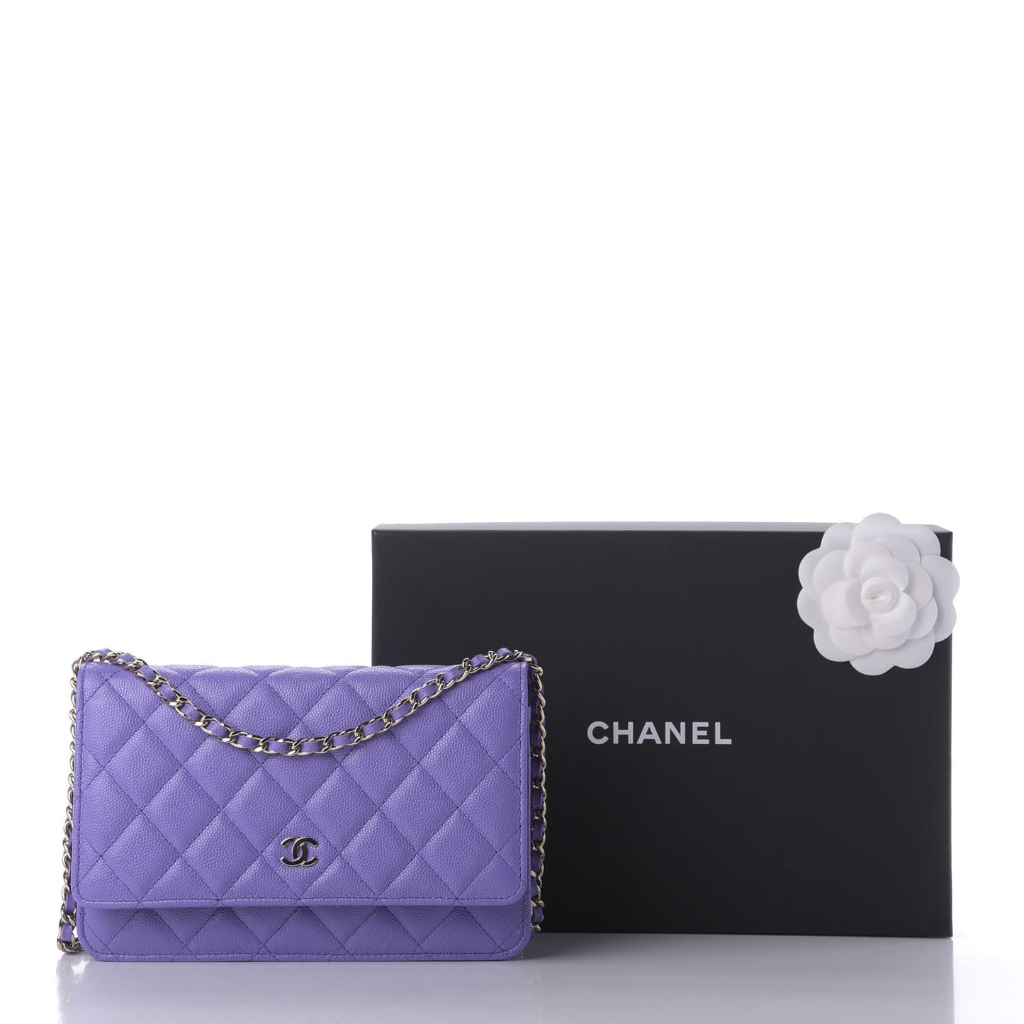 Caviar Quilted Wallet On Chain WOC Purple