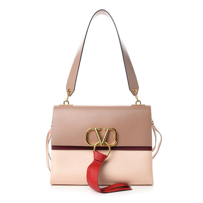 Valentino Garavani Smooth Calfskin Medium VRing Shoulder Bag Rose Cannelle Light Ivory Cerise 1 of 10
