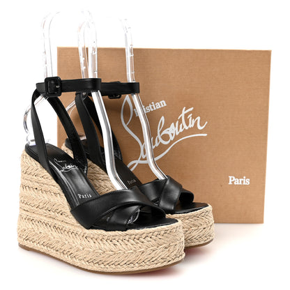 Christian Louboutin Goatskin Mariza Zeppa 130 Espadrille Sandals 37 Black 9 of 9