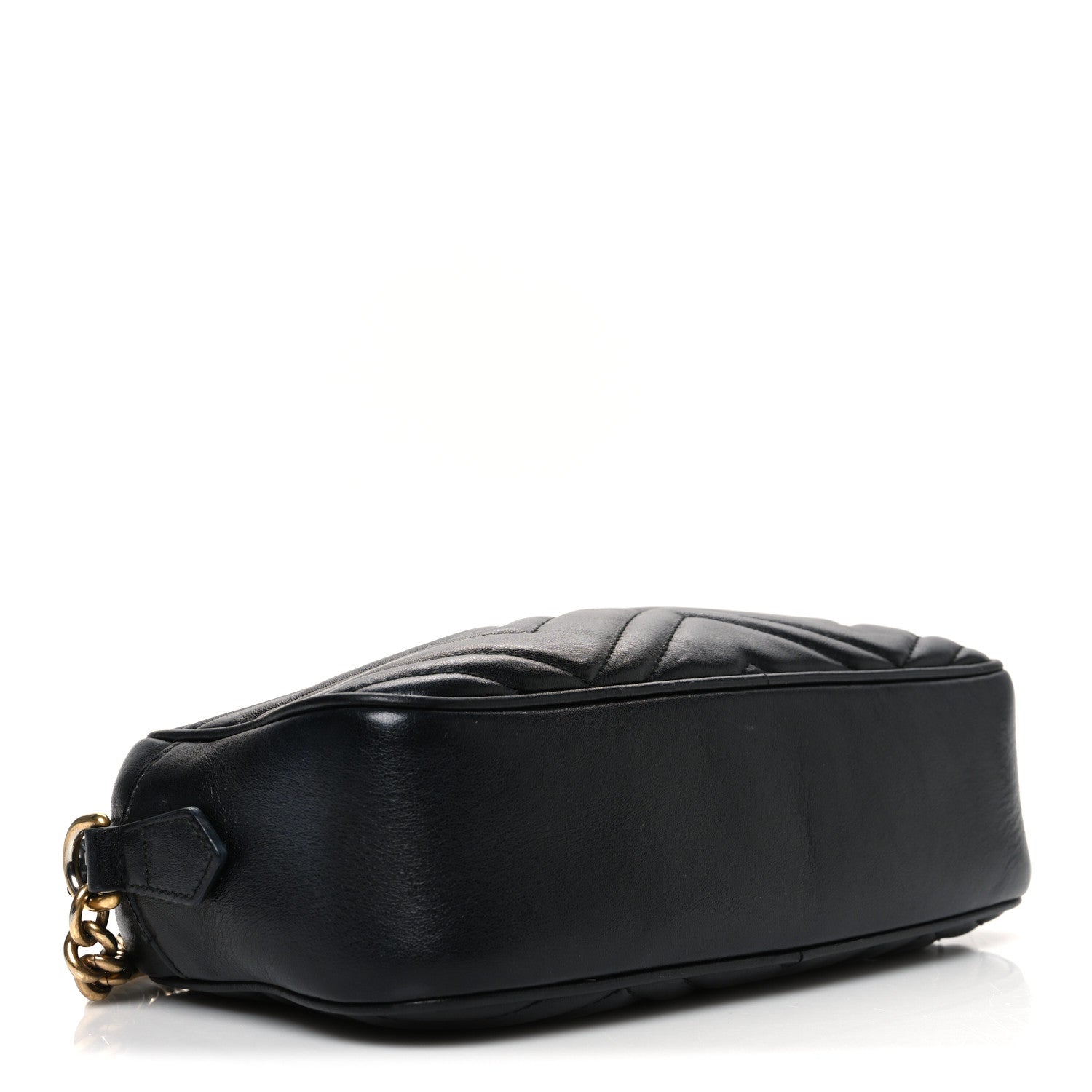 Gucci Calfskin Matelasse Small GG Marmont Chain Shoulder Bag Black Black 4 of 11
