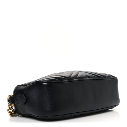 Gucci Calfskin Matelasse Small GG Marmont Chain Shoulder Bag Black Black 4 of 11