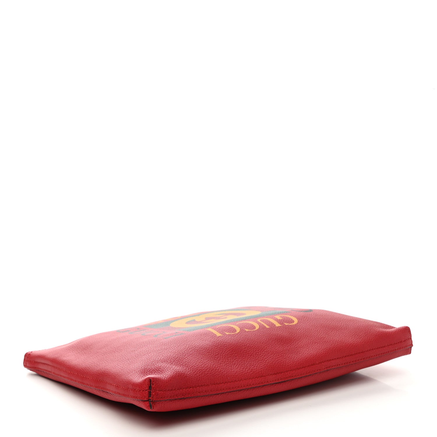 Gucci Pebbled Calfskin Medium Logo Portfolio Clutch Hibiscus Red 4 of 9