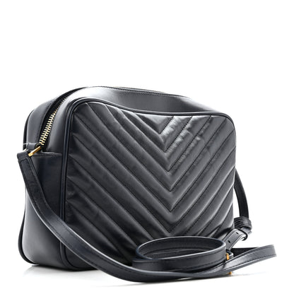 Saint Laurent Calfskin Matelasse Monogram Lou Camera Bag Deep Marine 2 of 15
