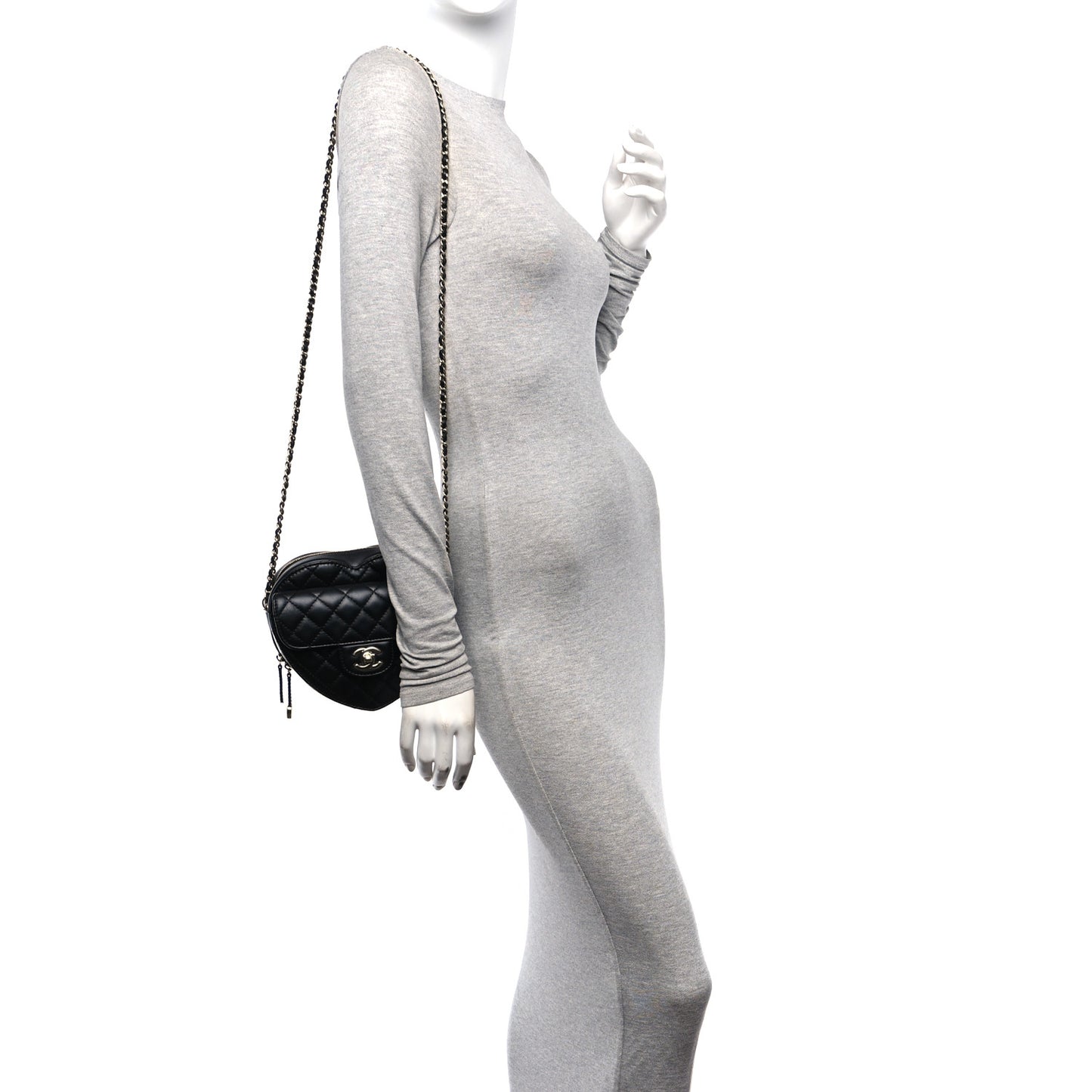 Lambskin Quilted CC In Love Heart Bag Black