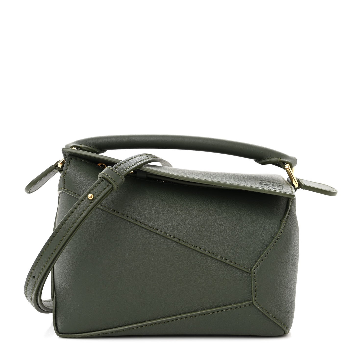 Calfskin Mini Puzzle Edge Bag Vintage Khaki