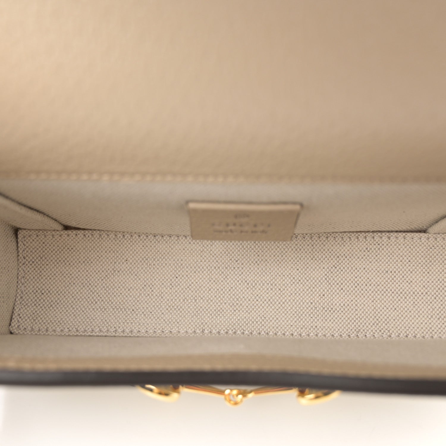 Gucci GG Supreme Monogram Textured Dollar Calfskin Mini Horsebit 1955 Shoulder Bag Beige Mystic White Oatmeal 5 of 11