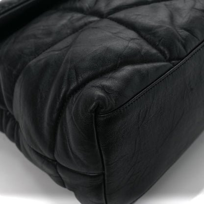 Saint Laurent Lambskin Quilted Monogram Monochrome Medium Loulou Puffer Chain Satchel Black 9 of 10