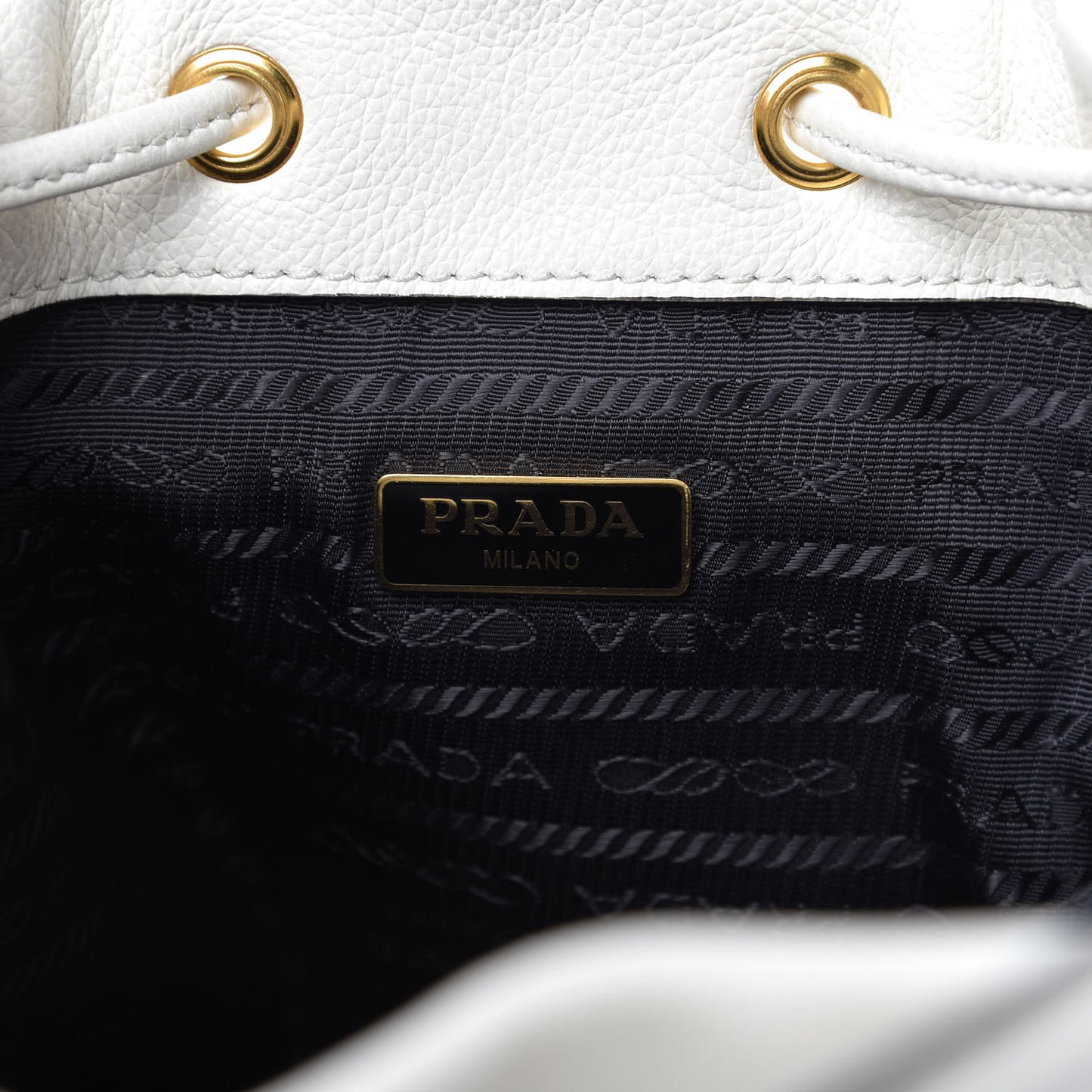 Glace Calfskin Logo Mini Bucket Crossbody Bag White