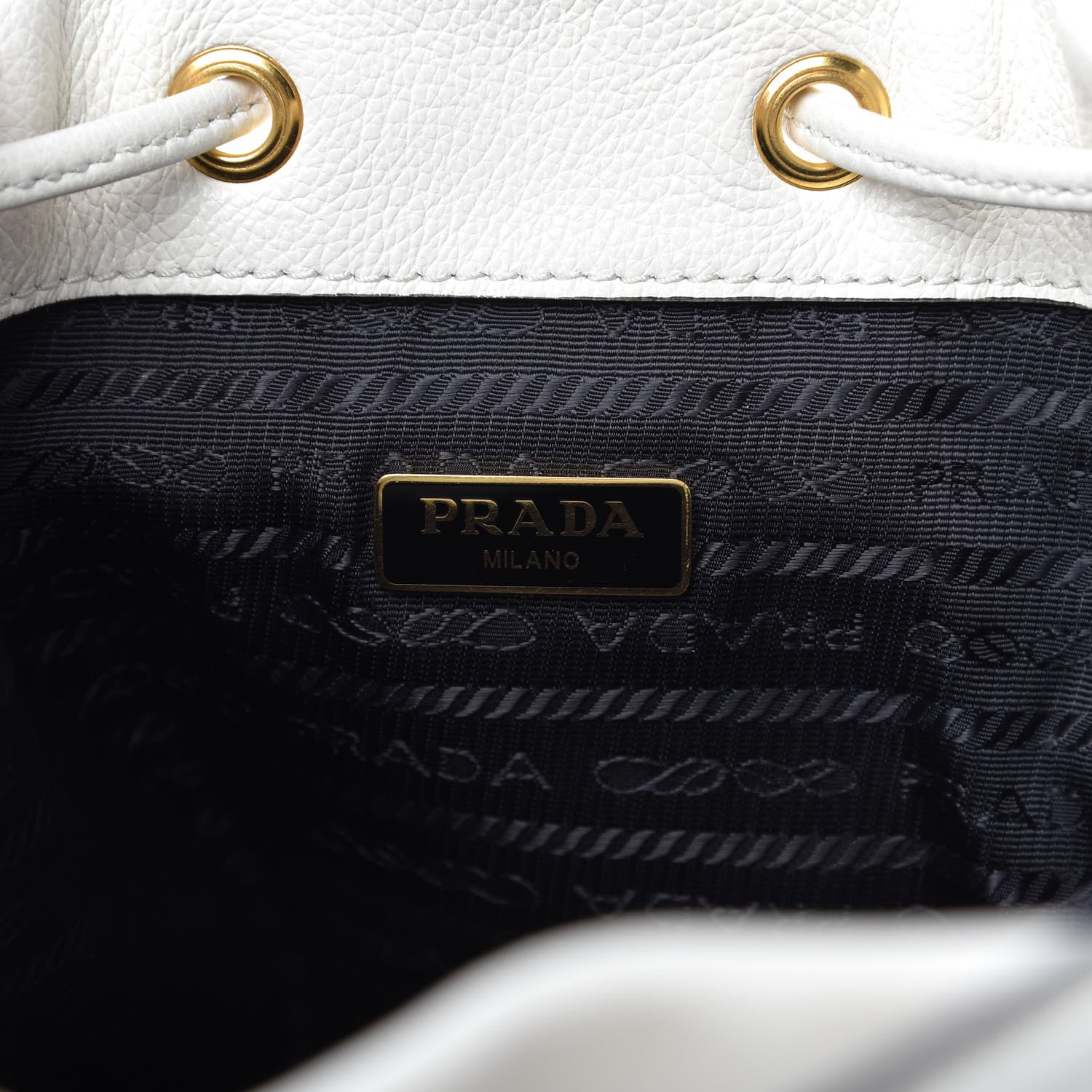 Prada Glace Calfskin Logo Mini Bucket Crossbody Bag White 8 of 11
