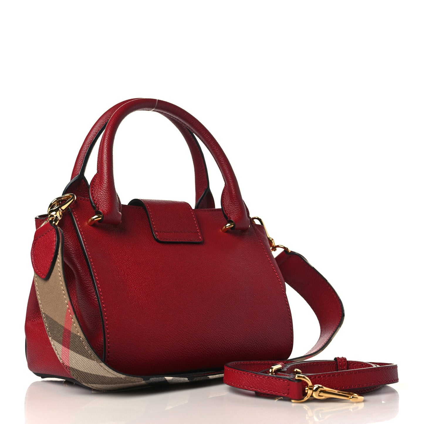 Soft Grain Calfskin Small Buckle Tote Parade Red