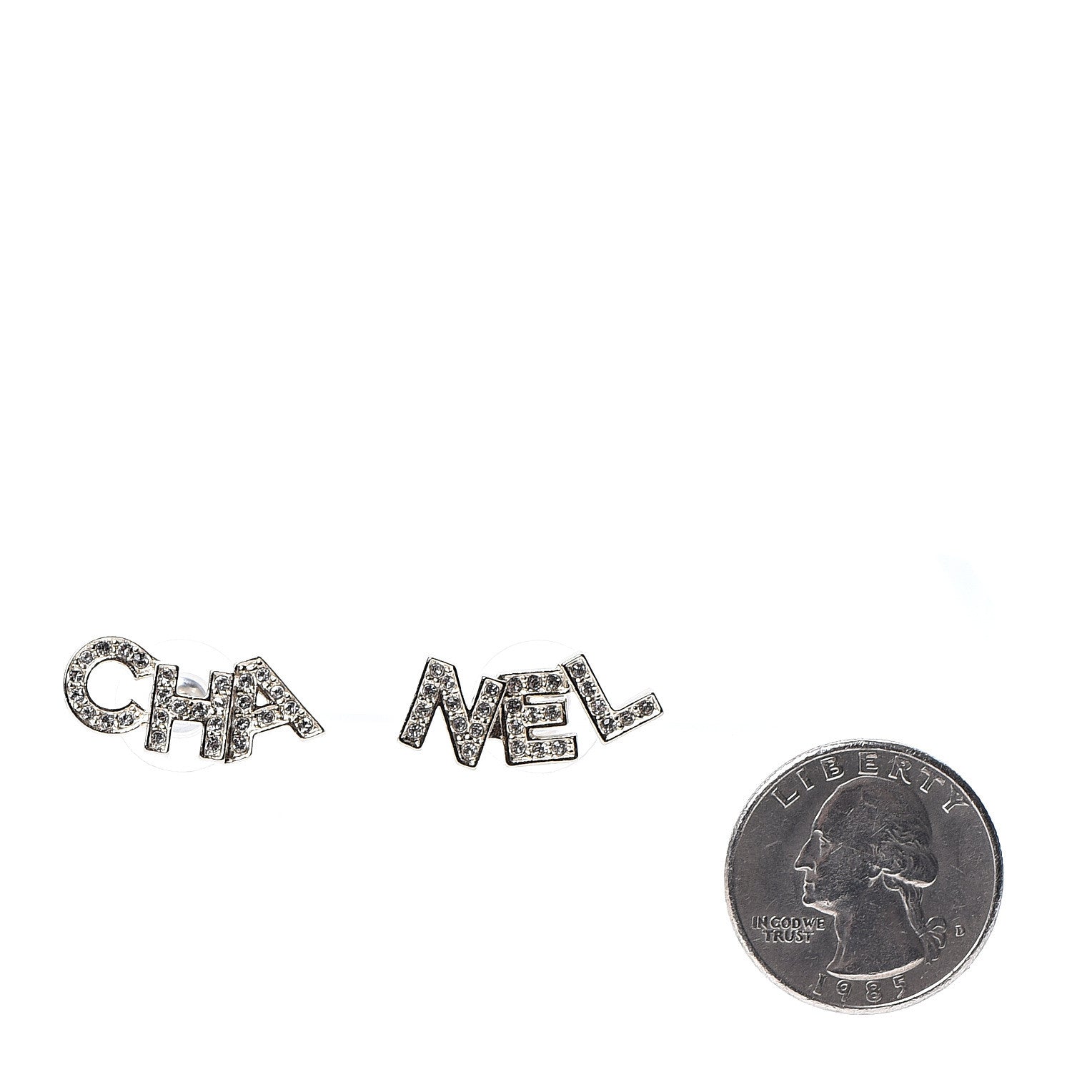 Chanel Crystal Pearl Signature Stud Earrings Gold 2 of 5