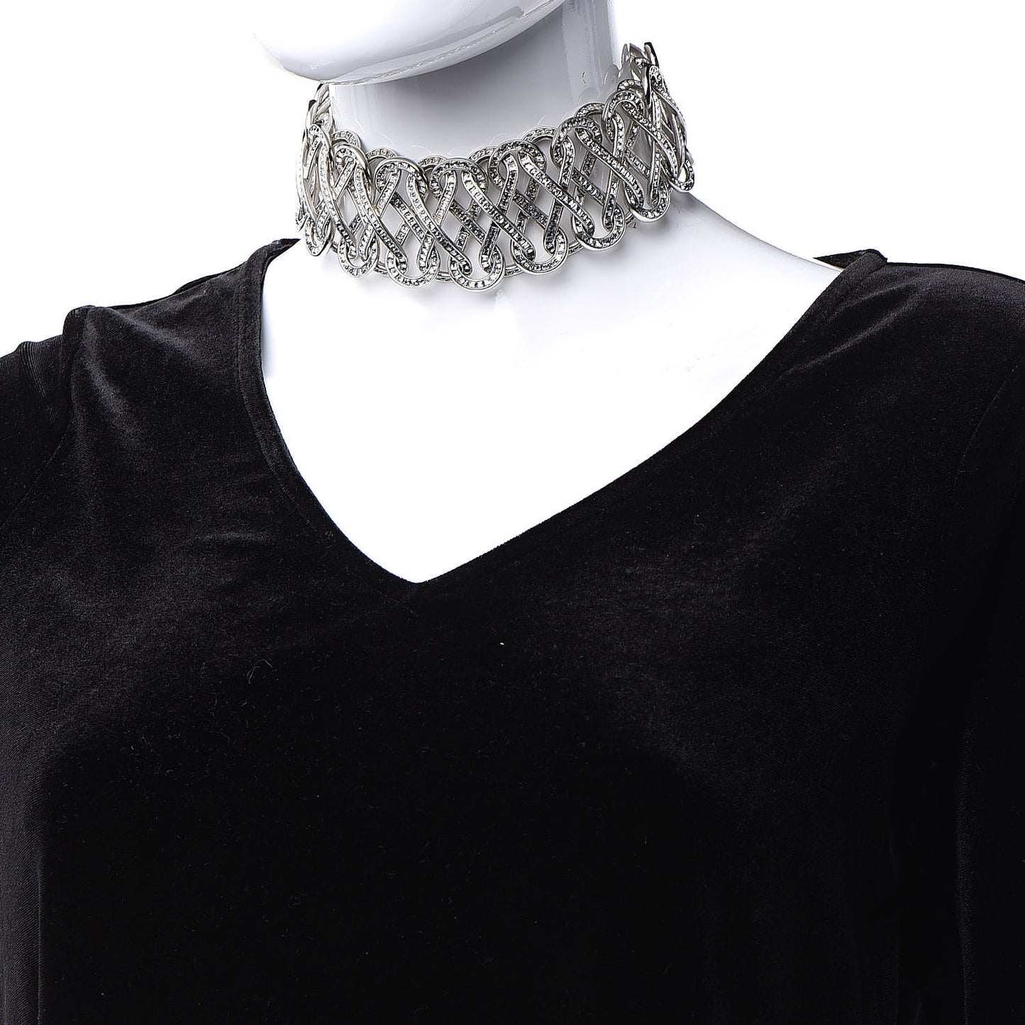 Ombre Crystal CC Infinity Chain Link Choker Necklace Blue Silver