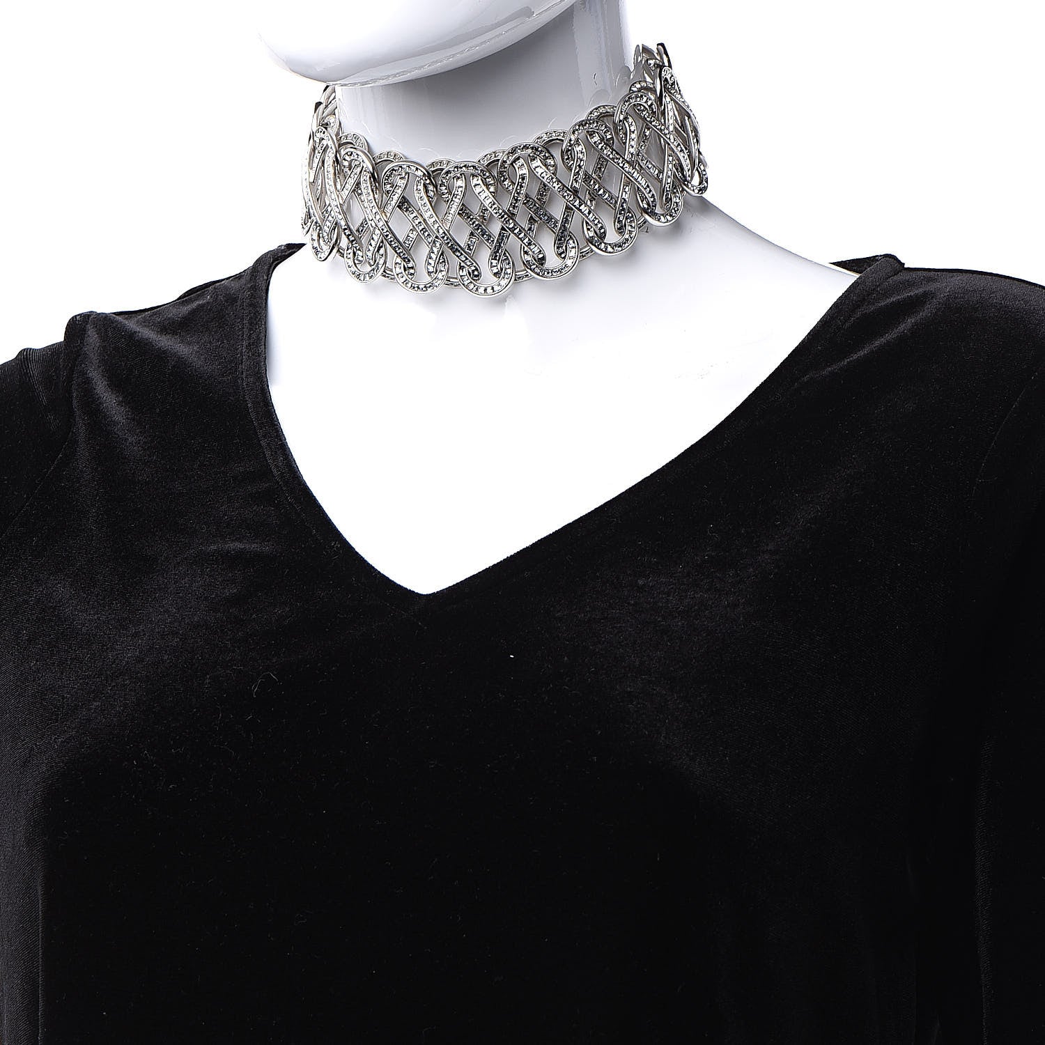 Chanel Ombre Crystal CC Infinity Chain Link Choker Necklace Blue Silver 2 of 5
