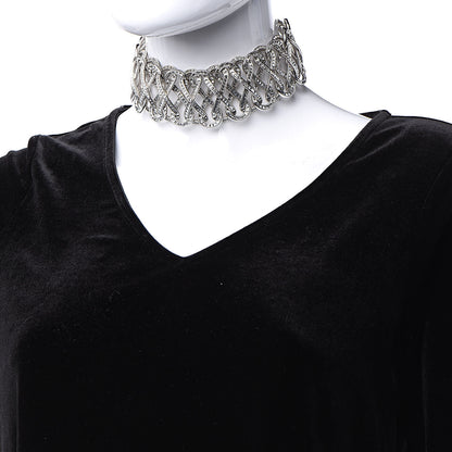 Chanel Ombre Crystal CC Infinity Chain Link Choker Necklace Blue Silver 2 of 5