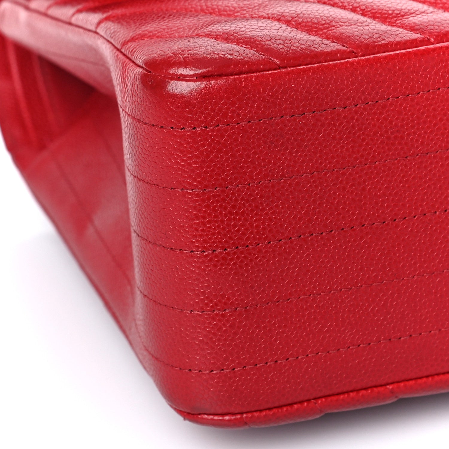 Chanel Caviar Chevron Quilted Jumbo Double Flap Dark Red 8 of 14