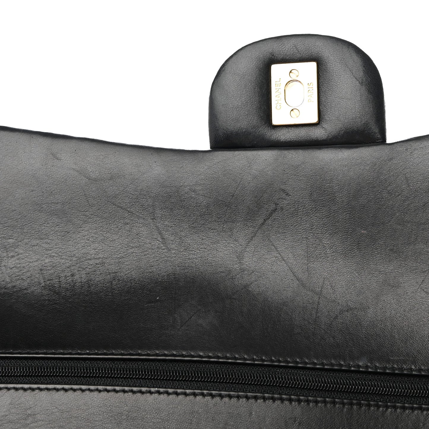 Lambskin Quilted Maxi Double Flap Black