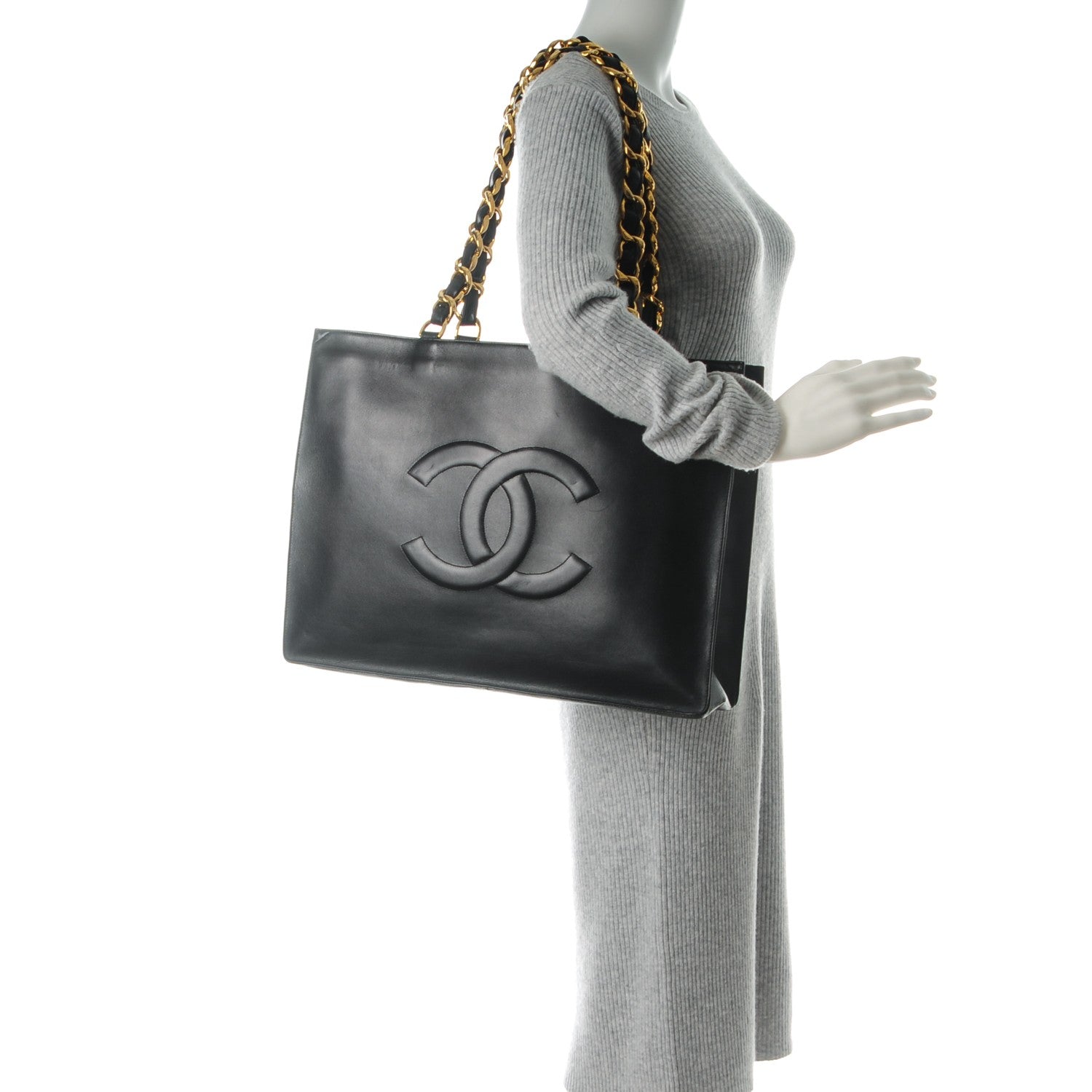 Chanel Lambskin CC Tote Black 2 of 8