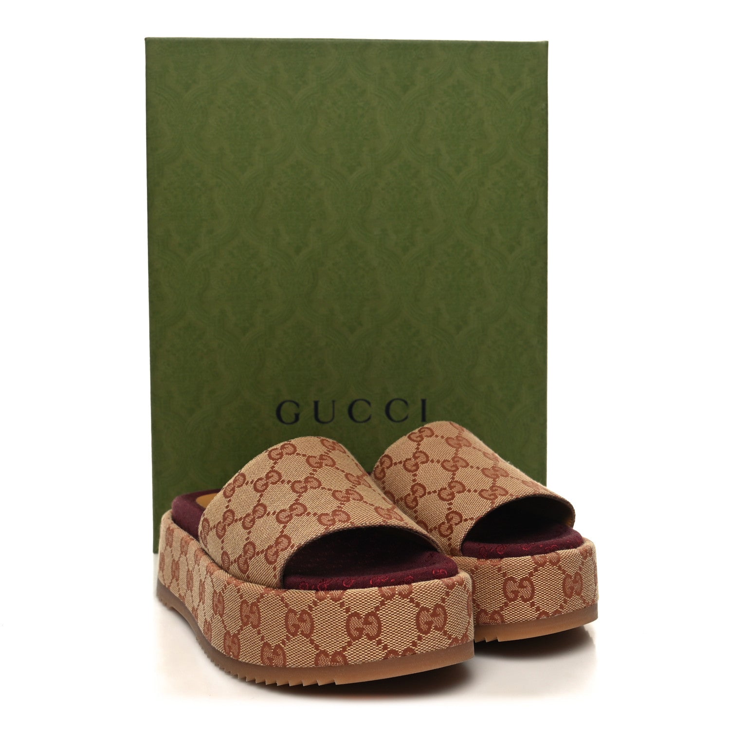 Gucci Canvas GG Monogram Angelina Platform Slide Sandals 36.5 Beige Ruggine 9 of 9