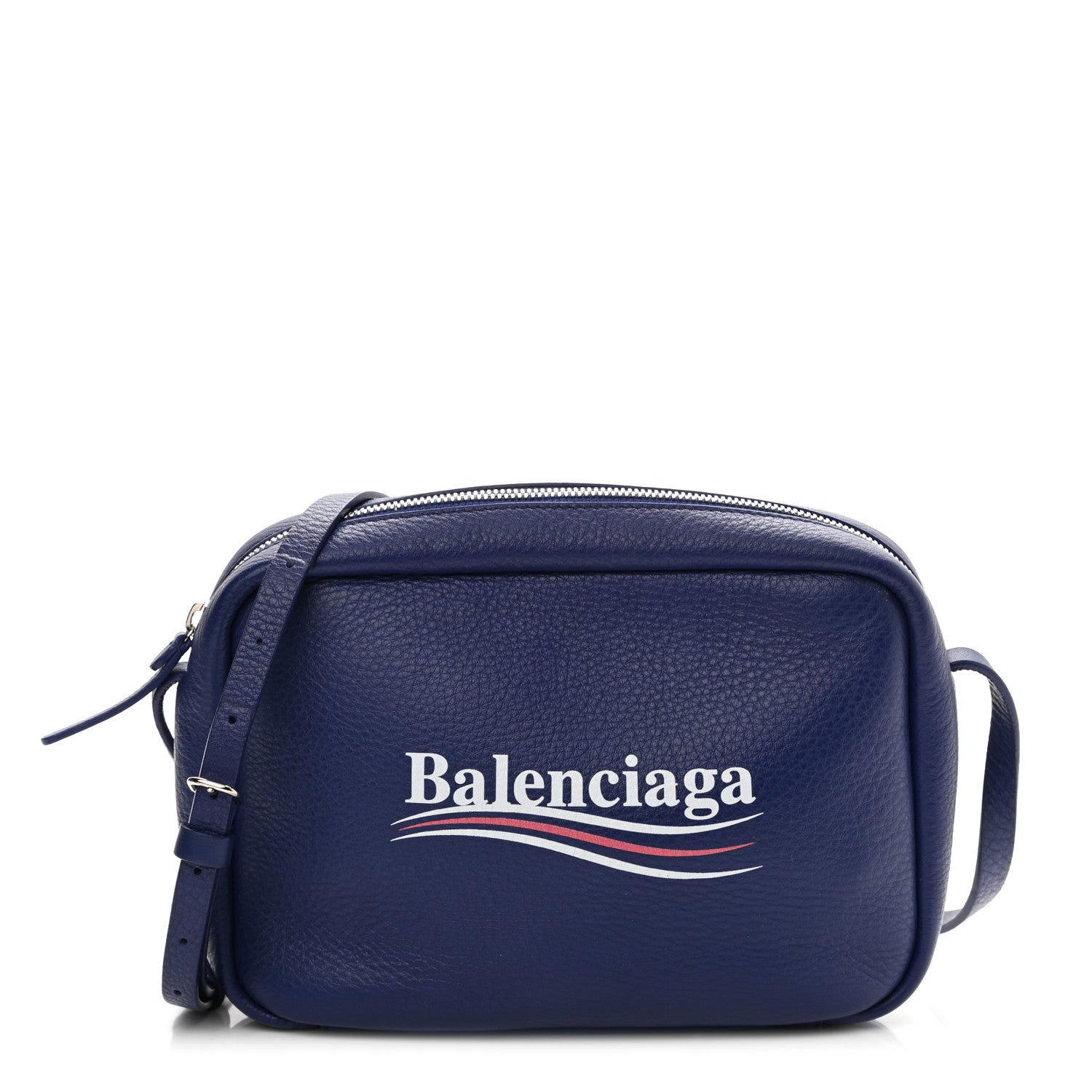 Balenciaga Calfskin Political Campaign Logo S Everyday Camera Bag Bleu 1 of 10