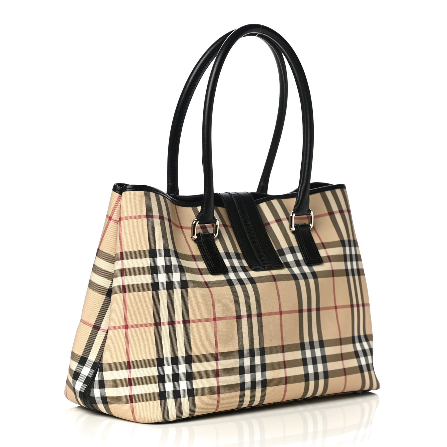 House Check Large Buckle Tote Black
