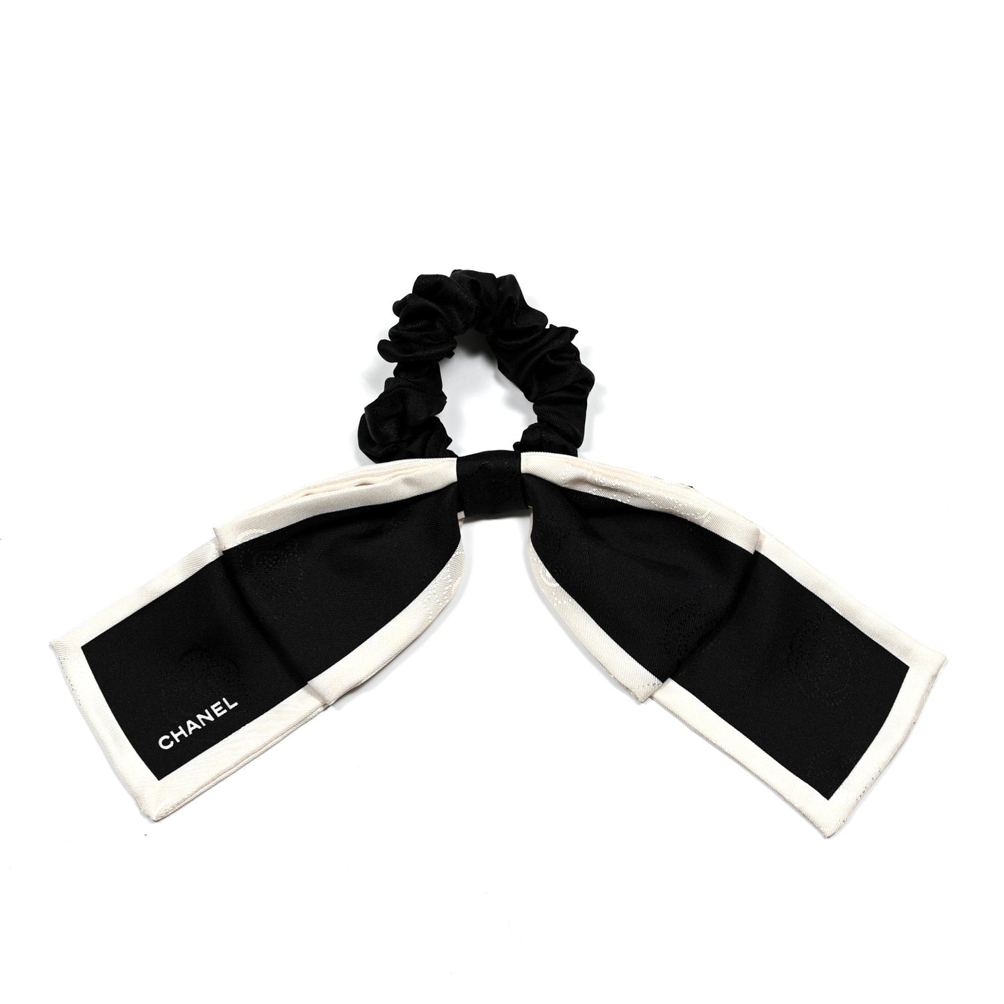Silk Hair Tie Black Ivory