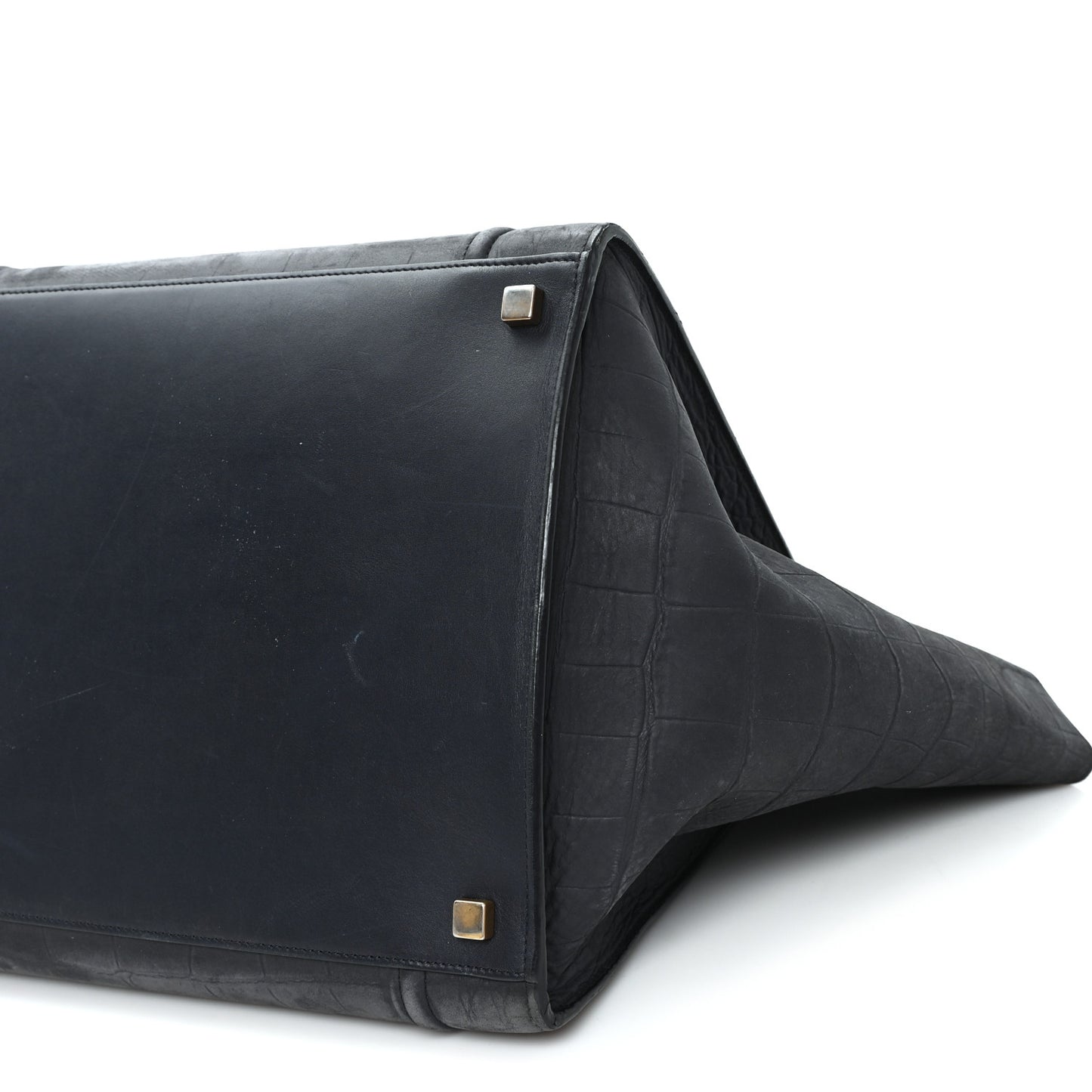 Crocodile Embossed Nubuck Medium Phantom Luggage Navy Blue